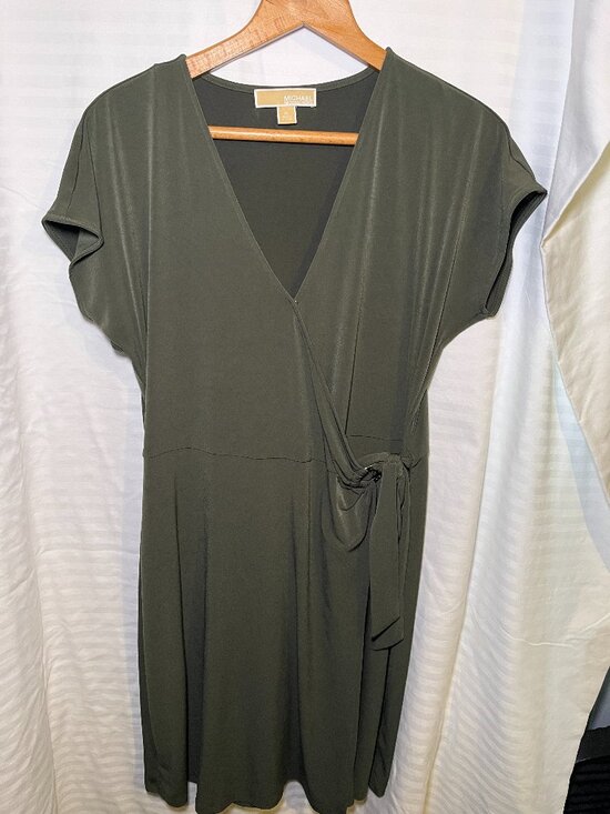 Michael Kors Dresses & Skirts - Michael Kors Faux Wrap Dress Olive Green XL